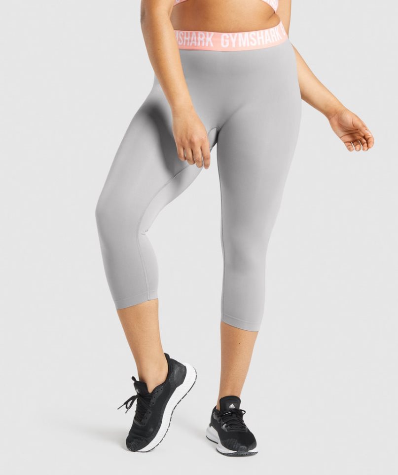 Women\'s Gymshark Fit Seamless Cropped Leggings Light Grey | NZ 1FDMRC